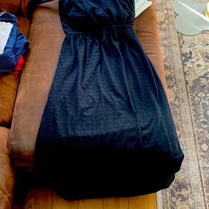 48 inches in. Length black sun dress strapless
